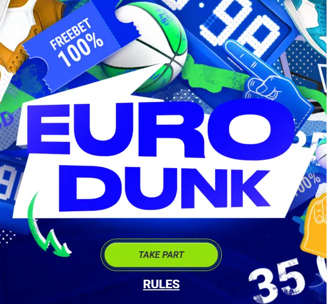 1xBet EuroDunk EuroLeague basketball promotion banner