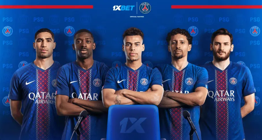 1xBet PSG Champion's Contract promotion banner